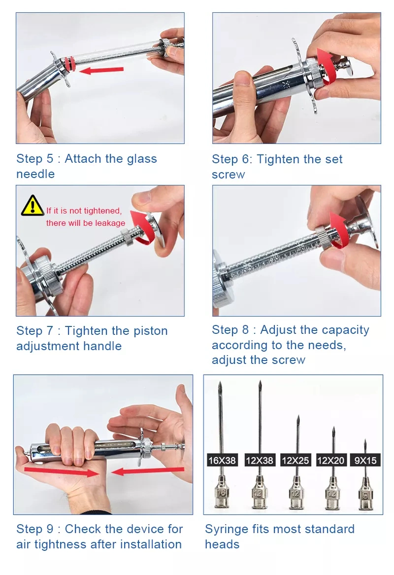 Factory Direct Supply Animals Medical Multiple Capacities 30ml Excellent Quality Metal Syringe for Veterinary and Animal