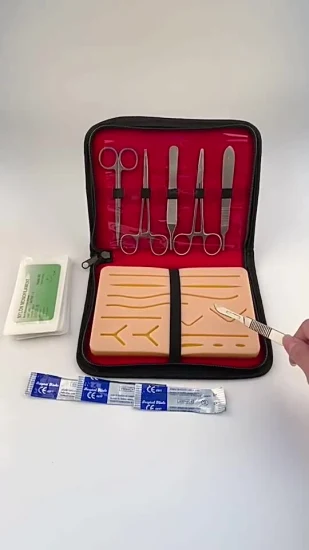Cuscinetto per sutura dentale Kit Modek per sutura dentale Kit per pratica sutura gengivale con borsa 5 strumenti Formazione chirurgica dentale