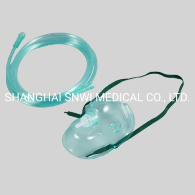 Set maschera di protezione per ossigeno usa e getta in PVC medico ospedaliero approvato ISO CE/set maschera per nebulizzatore/maschera Venturi/maschera per ossigeno con sacca di riserva